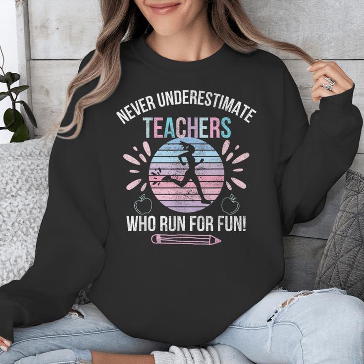 Never Underestimate Teachers Who Runs For Fun Running Teache Unisex Sweatshirt, funny design Never Underestimate Teachers Who Runs For Fun Running Teache Unisex Sweatshirt, funny design