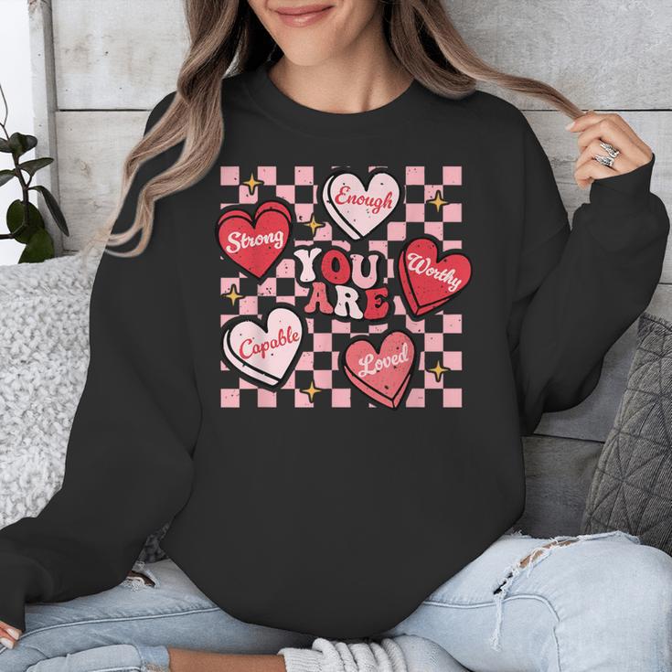 Valentine You Are Loved Worthy Enough Candy Heart Teacher For Men Women Girls Kids Unisex Sweatshirt, funny design Valentine You Are Loved Worthy Enough Candy Heart Teacher For Men Women Girls Kids Unisex Sweatshirt, funny design