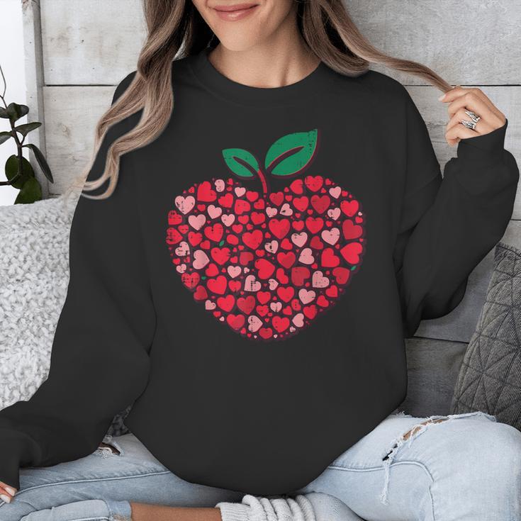 Valentines Day Teacher Hearts Apple Love Teach Women Men Unisex Sweatshirt, funny design Valentines Day Teacher Hearts Apple Love Teach Women Men Unisex Sweatshirt, funny design