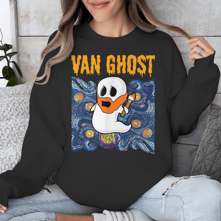 Van Ghost Art Teacher Halloween Van Gogh Starry Night Unisex Sweatshirt, funny design Van Ghost Art Teacher Halloween Van Gogh Starry Night Unisex Sweatshirt, funny design