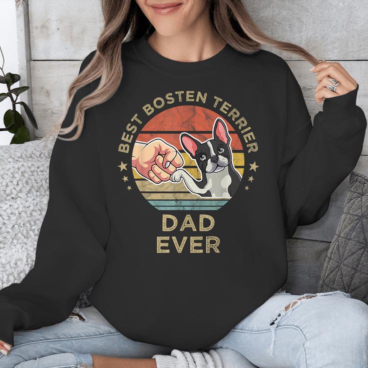 Vintage Best Boston Terrier Dad Ever Dog Father Father's Day Men Girls Kids Unisex Sweatshirt, Boston Terrier Dad Gifts, funny design