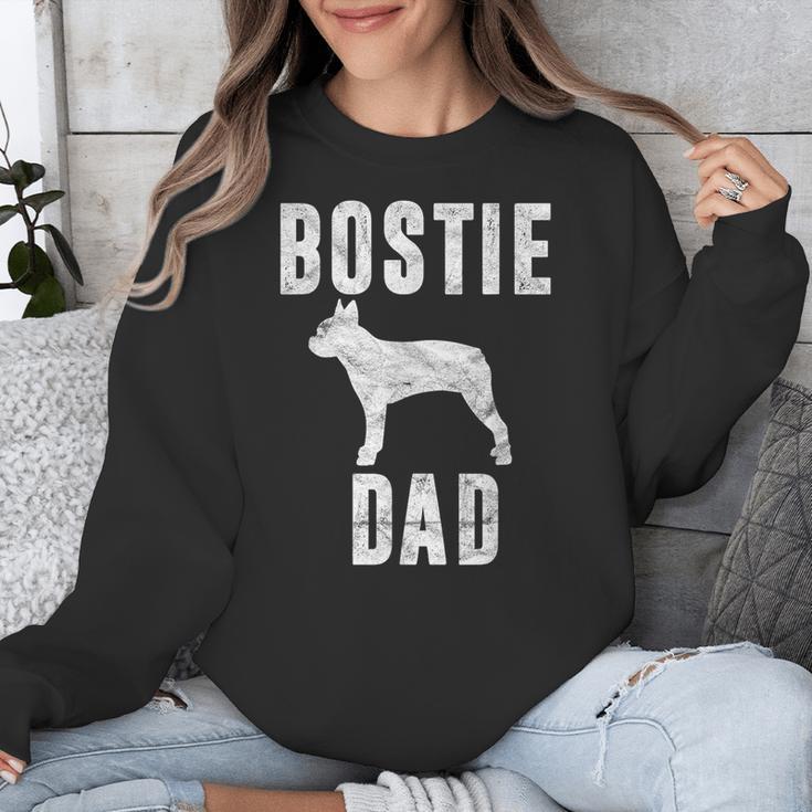 Vintage Boston Terrier Dad Dog Daddy Bostie Father Unisex Sweatshirt, Boston Terrier Dad Gifts, funny design