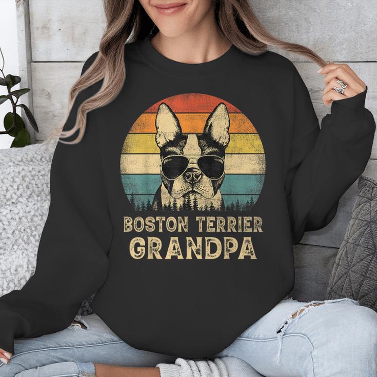 Vintage Boston Terrier Grandpa Dog Lovers Father's Day Unisex Sweatshirt, funny design