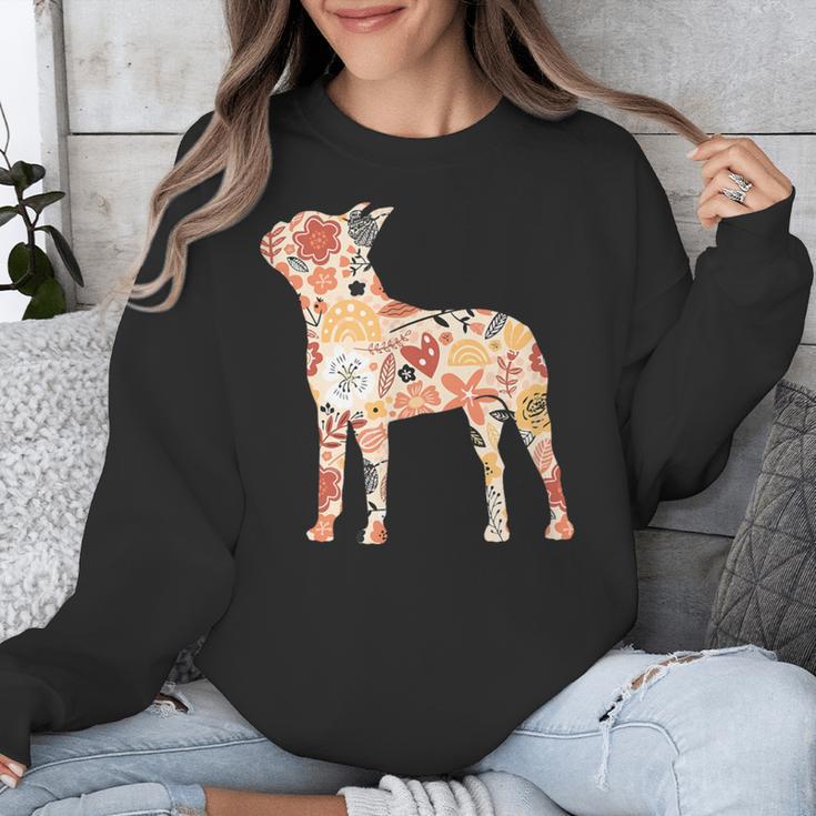 Vintage Floral Boston Terrier For Dog Lover Unisex Sweatshirt, funny design