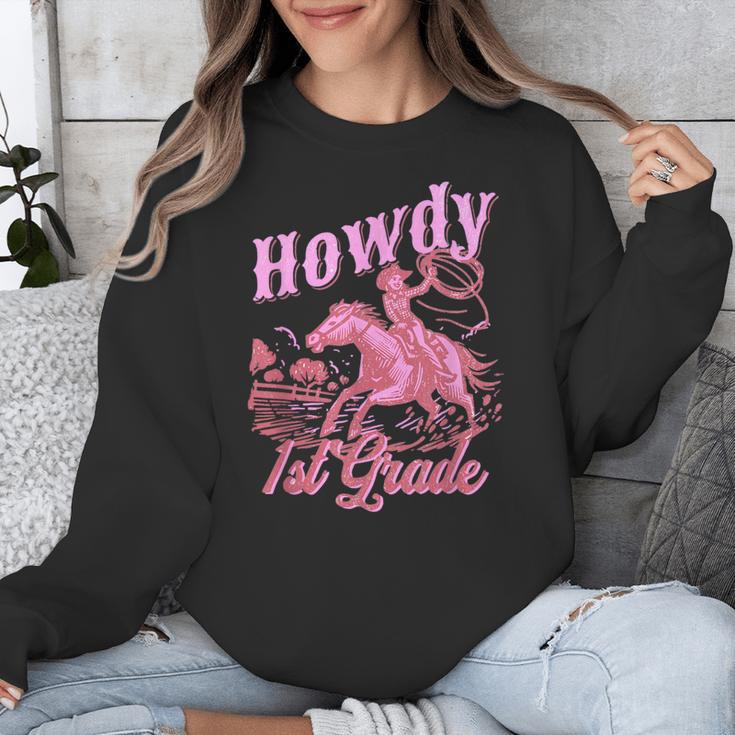 Vintage Howdy First Grade Cowgirl Teacher Western School Unisex Sweatshirt, First Grade Teacher Gifts, funny design