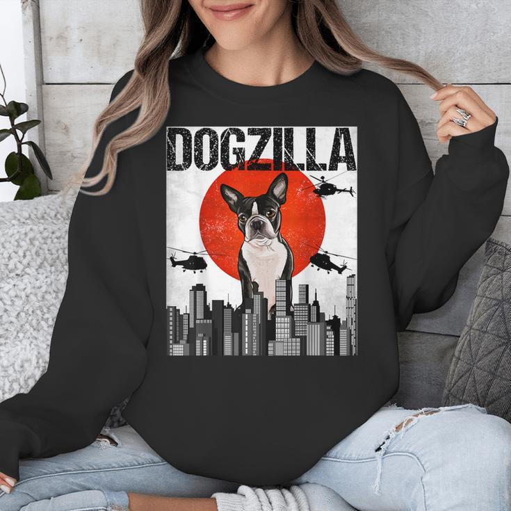 Vintage Japanese Dogzilla Boston Terrier Unisex Sweatshirt, funny design