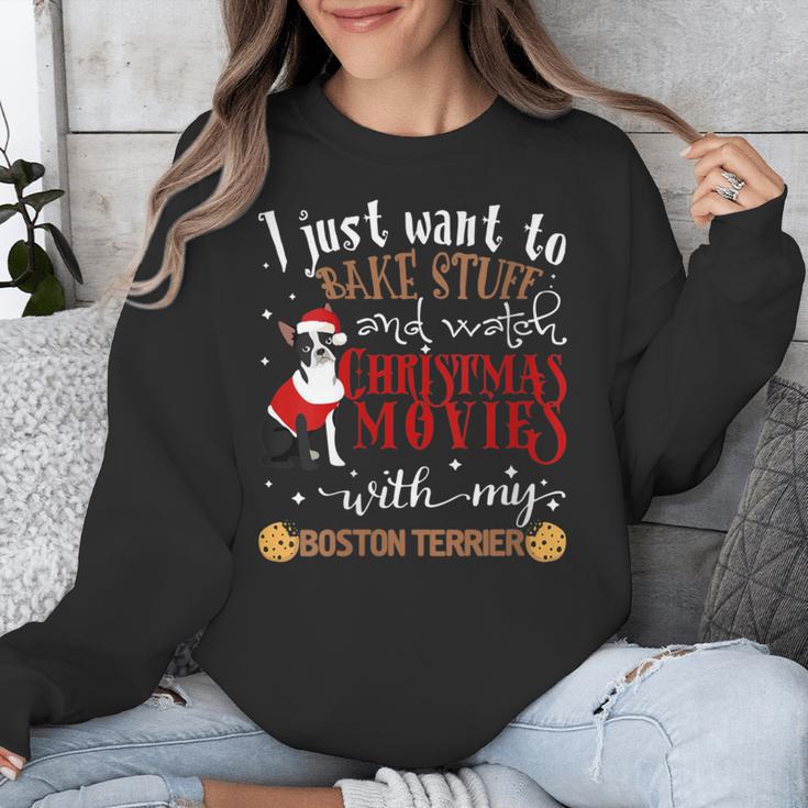 Watch Christmas Movies With My Boston Terrier Bostie Unisex Sweatshirt, Boston Terrier Christmas Gifts, funny design