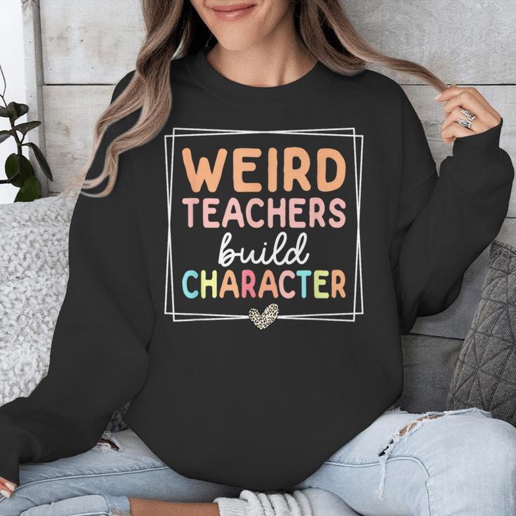 Weird Teachers Build Character Leopard Retro Teacher Unisex Sweatshirt, funny design Weird Teachers Build Character Leopard Retro Teacher Unisex Sweatshirt, funny design