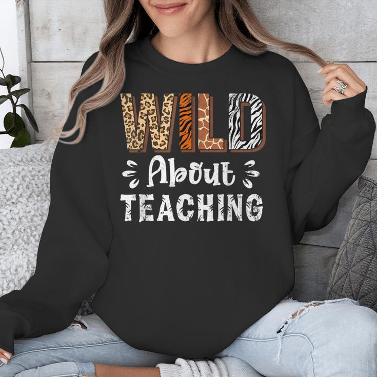 Wild About Teaching Teacher Lover Animals Leopard Zebra Unisex Sweatshirt, funny design Wild About Teaching Teacher Lover Animals Leopard Zebra Unisex Sweatshirt, funny design