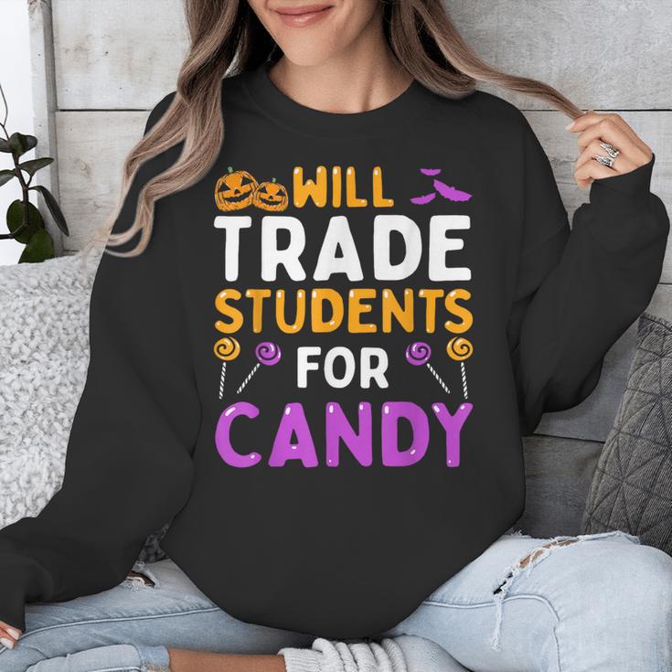 Will Trade Students For Candy Cute Halloween Costume Teacher For Men Women Kids Unisex Sweatshirt, funny design