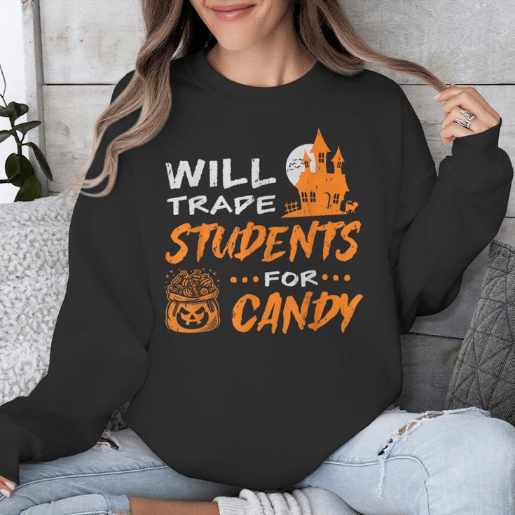 Will Trade Students For Candy Halloween Costume Teacher Unisex Sweatshirt, funny design Will Trade Students For Candy Halloween Costume Teacher Unisex Sweatshirt, funny design