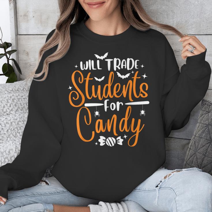 Will Trade Students For Candy Halloween Costume Teacher Unisex Sweatshirt, funny design Will Trade Students For Candy Halloween Costume Teacher Unisex Sweatshirt, funny design