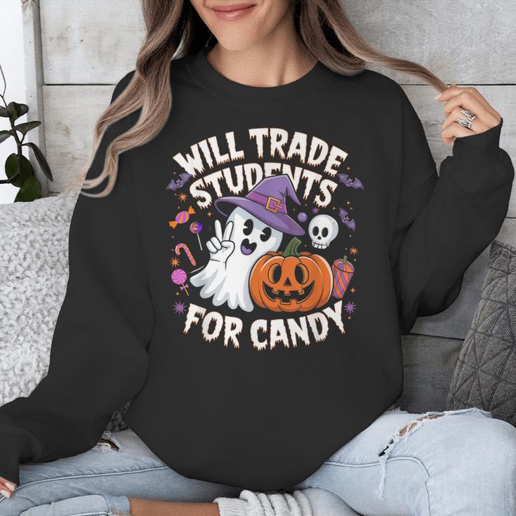 Will Trade Students For Candy Halloween Teacher Unisex Sweatshirt, funny design