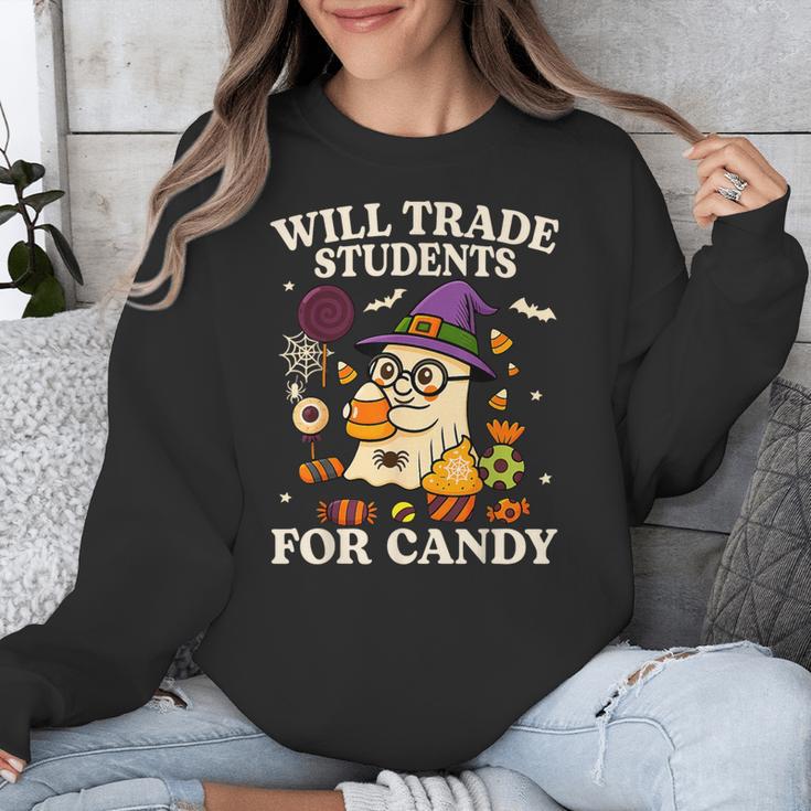 Will Trade Students For Candy Teacher Ghost Halloween Unisex Sweatshirt, funny design Will Trade Students For Candy Teacher Ghost Halloween Unisex Sweatshirt, funny design