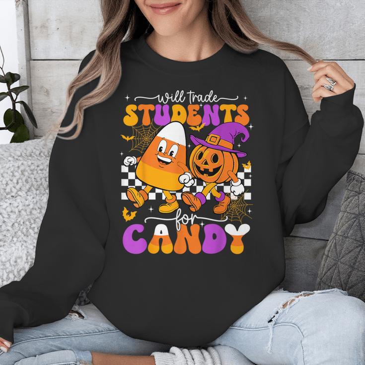 Will Trade Students For Candy Teacher Halloween Unisex Sweatshirt, funny design Will Trade Students For Candy Teacher Halloween Unisex Sweatshirt, funny design