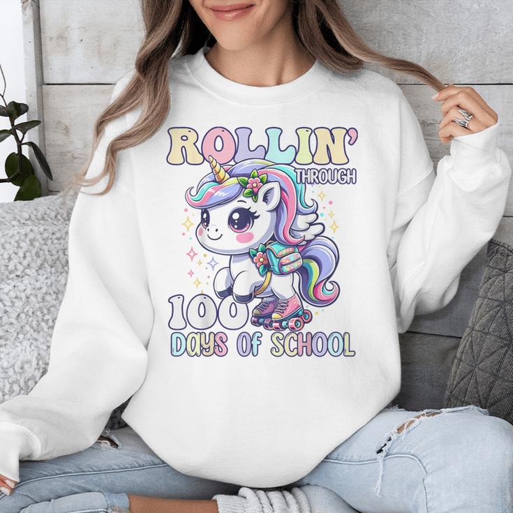 100 Days Of School Girls Teacher 100th Day Unicorn Outfit Unisex Sweatshirt, funny design