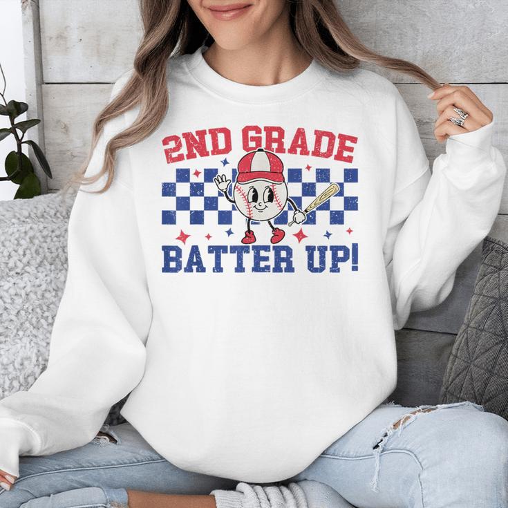2nd Grade Batter Up Back To School Baseball Teacher Kids Unisex Sweatshirt, 2nd Grade Teacher Gifts, funny design
