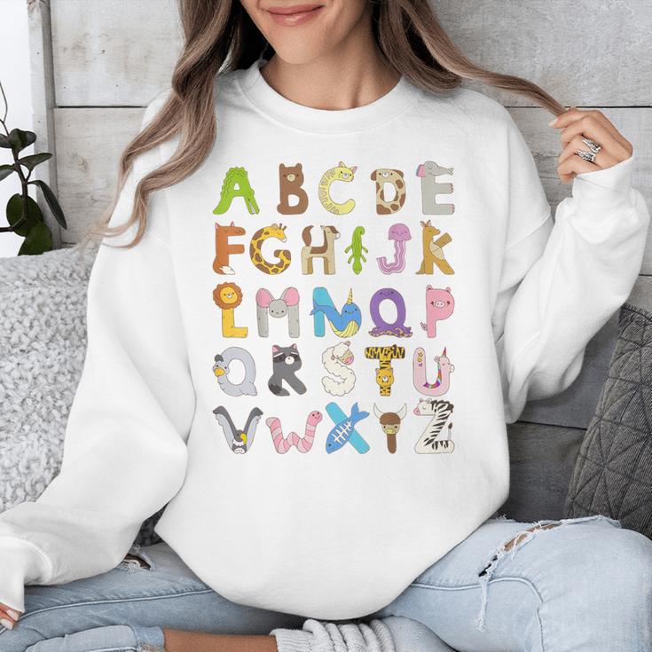 ABC Animals Alphabet Graphic Boys Girls Kindergarten Teacher Unisex Sweatshirt, funny design