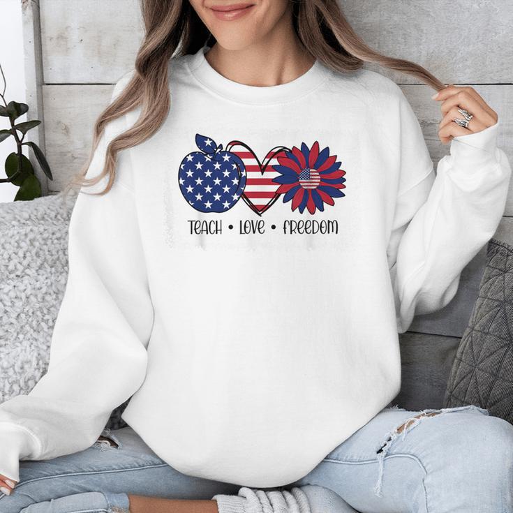 American Flag Teach Love Freedom Preschool Teacher 4th July Unisex Sweatshirt, funny design American Flag Teach Love Freedom Preschool Teacher 4th July Unisex Sweatshirt, funny design