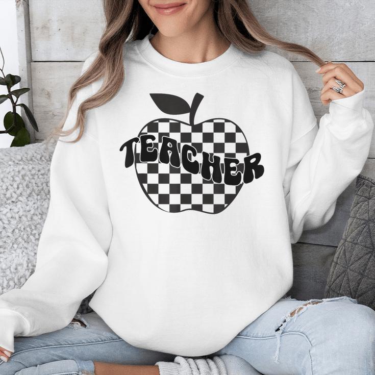 Back To School Checkered Apple Teacher Checkerboard Teacher For Men Women Girls Kids Unisex Sweatshirt, funny design Back To School Checkered Apple Teacher Checkerboard Teacher For Men Women Girls Kids Unisex Sweatshirt, funny design