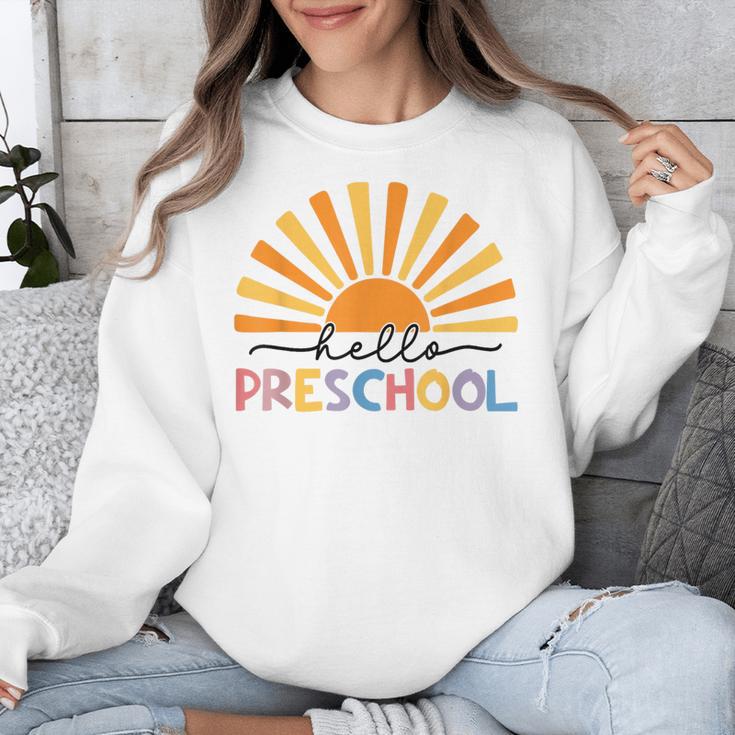 Back To School Hello Preschool For Kids Teacher Women Unisex Sweatshirt, funny design Back To School Hello Preschool For Kids Teacher Women Unisex Sweatshirt, funny design