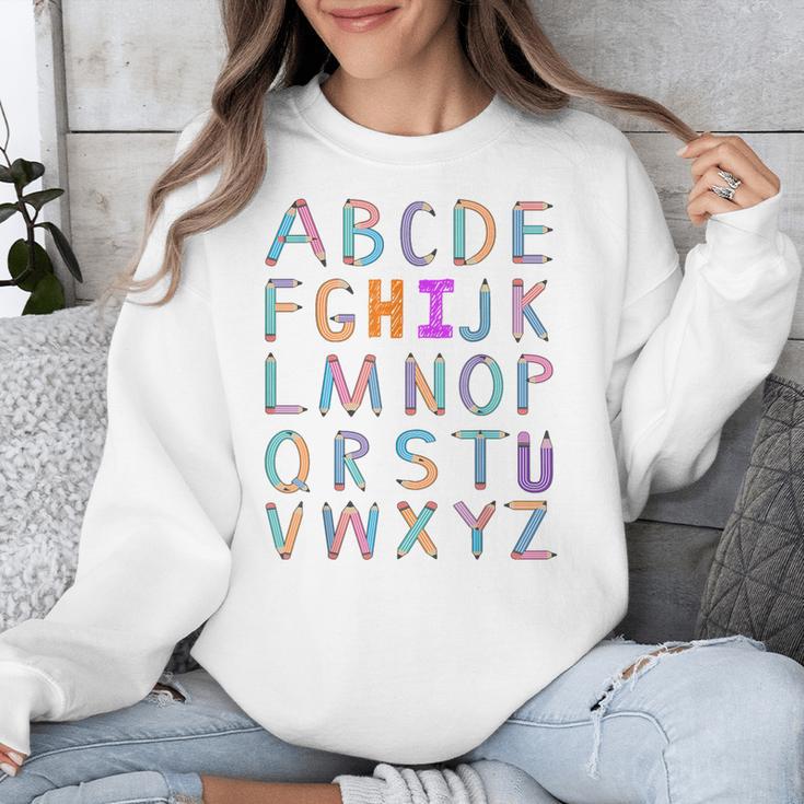 Back To School Kindergarten Alphabet ABC Teacher Women Kids Unisex Sweatshirt, funny design
