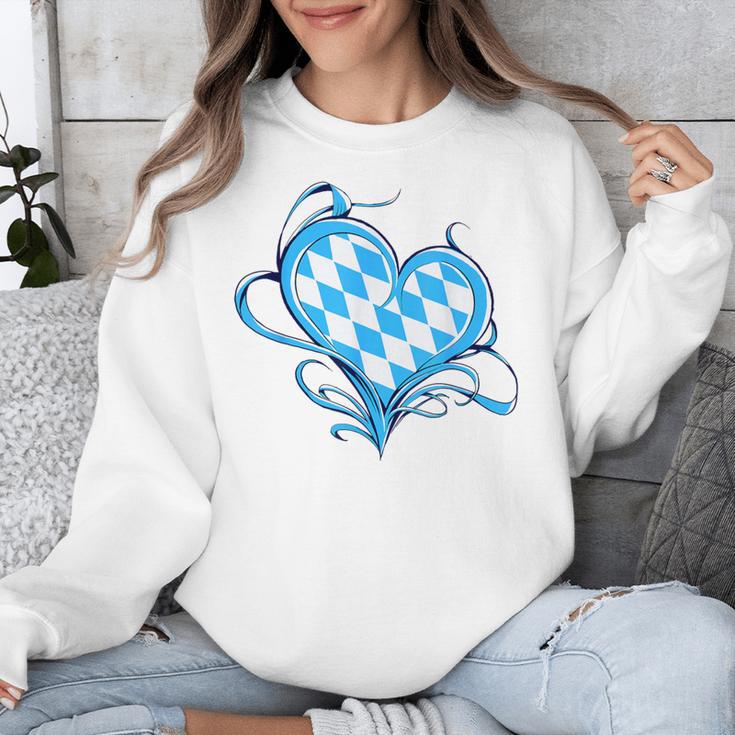 Bavarian Flag As Heart Blue Diamond Bavaria Unisex Sweatshirt, funny design
