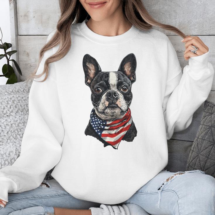 Boston Terrier American Flag Unisex Sweatshirt, American Boston Terrier Gifts, funny design
