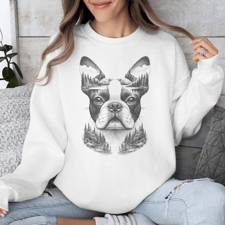 Boston Terrier Dog Bostie Nature Memorial Idea Men Women Unisex Sweatshirt, funny design