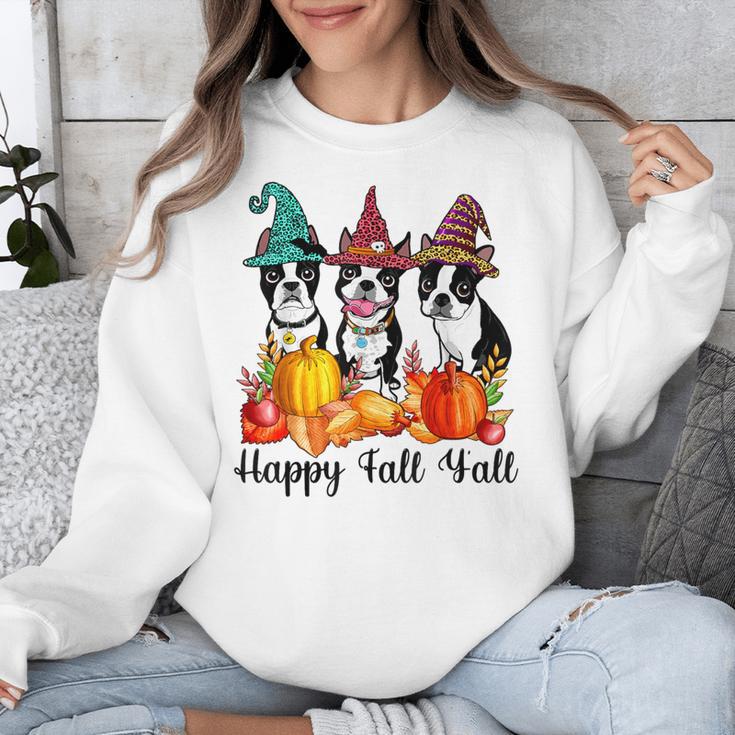 Boston Terrier Dog Lover Fall Ya'Ll Halloween Costume Men Women Unisex Sweatshirt, Boston Terrier Halloween Gifts, funny design