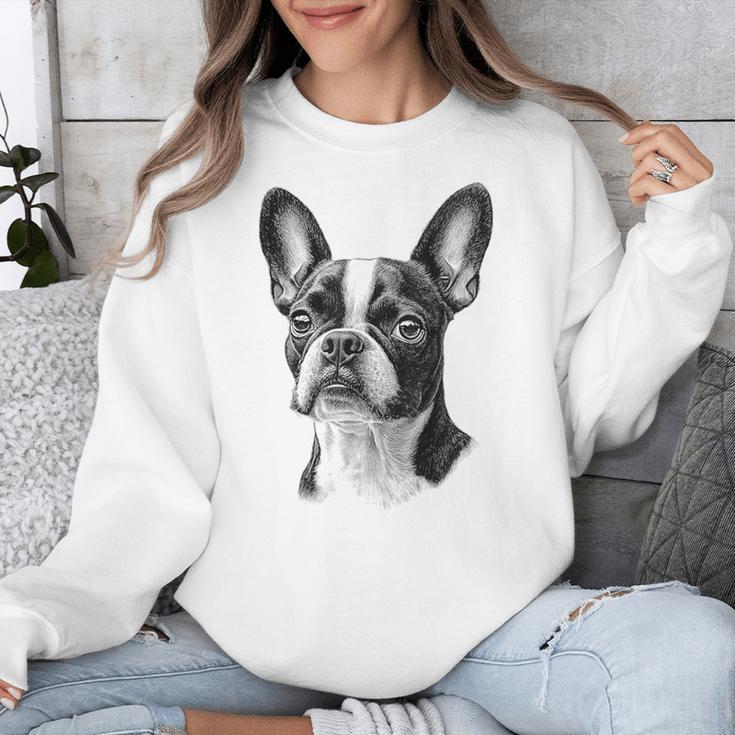 Boston Terrier Dog Motif Pet Illustration Boston Terrier For Men Women Kids Unisex Sweatshirt, funny design