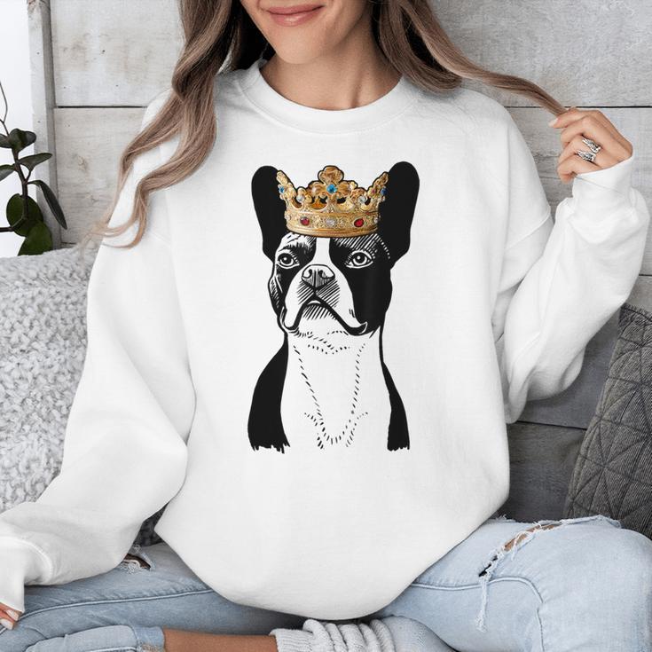 Boston Terrier Dog Wearing Crown For Men Women Girls Kids Unisex Sweatshirt, funny design