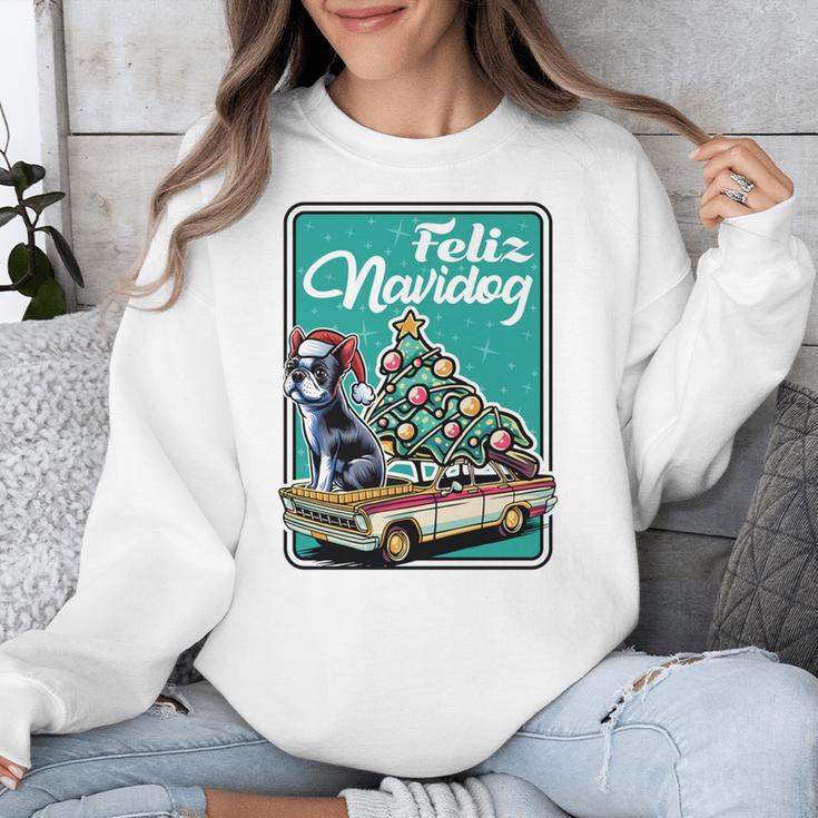 Boston Terrier Merry Christmas Tree Truck Dog X-Mas Unisex Sweatshirt, Boston Terrier Christmas Gifts, funny design