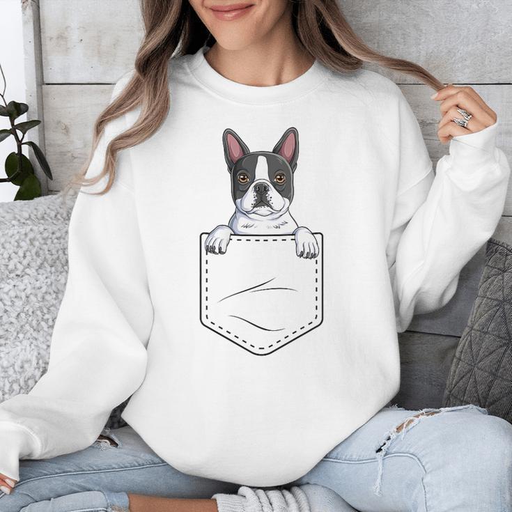 Boston Terrier In The Pocket Cute Boston Terrier Dog Lovers Men Women Girls Kids Unisex Sweatshirt, funny design