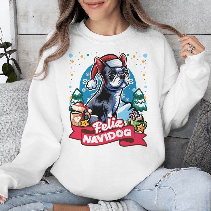 Boston Terrier Santa Claus Coffee Mug Merry Christmas Dogs Unisex Sweatshirt, Boston Terrier Christmas Gifts, funny design