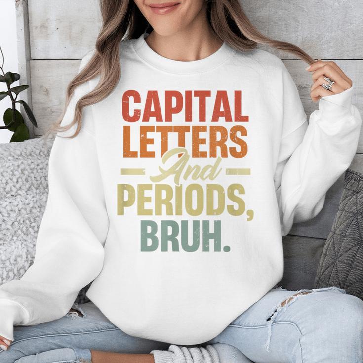 Capital Letters And Periods Bruh Teacher Grammar Kids Unisex Sweatshirt, funny design Capital Letters And Periods Bruh Teacher Grammar Kids Unisex Sweatshirt, funny design