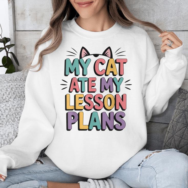 My Cat Ate My Lesson Plans Teacher Cat Humor Unisex Sweatshirt, funny design My Cat Ate My Lesson Plans Teacher Cat Humor Unisex Sweatshirt, funny design