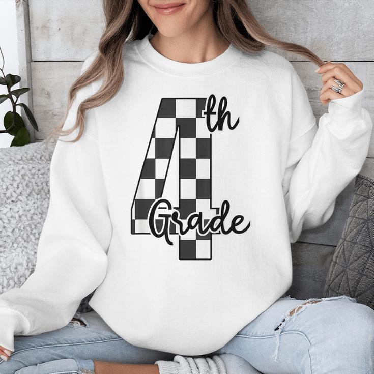 Checkered Fourth Grade Back To School Teachers Students Unisex Sweatshirt, funny design Checkered Fourth Grade Back To School Teachers Students Unisex Sweatshirt, funny design