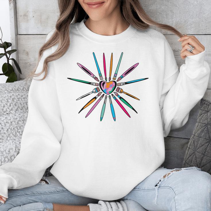 Cool Brush Heart Shape Art Teacher Paint For Artist Painter Unisex Sweatshirt, funny design Cool Brush Heart Shape Art Teacher Paint For Artist Painter Unisex Sweatshirt, funny design