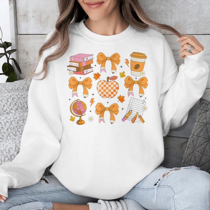 Coquette Bow Teacher Thanksgiving Fall Autumn Girls Women Unisex Sweatshirt, funny design