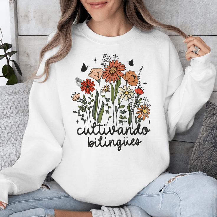 Cultivando Bilingues Dual Language Crew Bilingual Teacher Men Women Girls Kids Unisex Sweatshirt, funny design