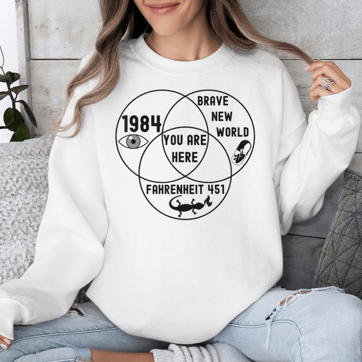 You Are Here Dystopian Venn Diagram English Teacher Bk Unisex Sweatshirt, English Teacher Gifts, funny design You Are Here Dystopian Venn Diagram English Teacher Bk Unisex Sweatshirt, English Teacher Gifts, funny design