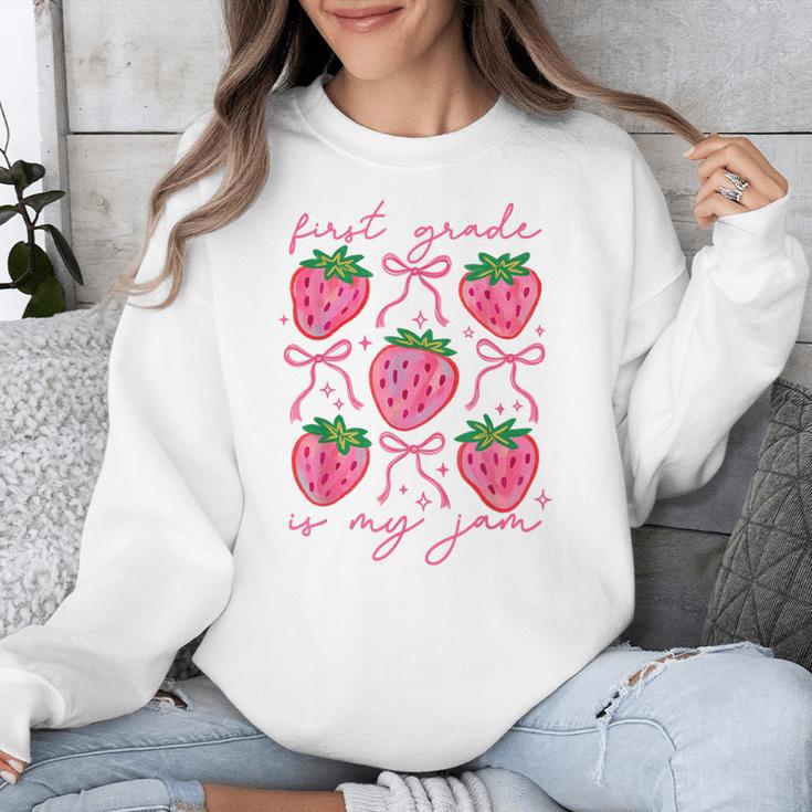 First Grade Is My Jam Strawberry First Grade Teacher Women Unisex Sweatshirt, First Grade Teacher Gifts, funny design First Grade Is My Jam Strawberry First Grade Teacher Women Unisex Sweatshirt, First Grade Teacher Gifts, funny design