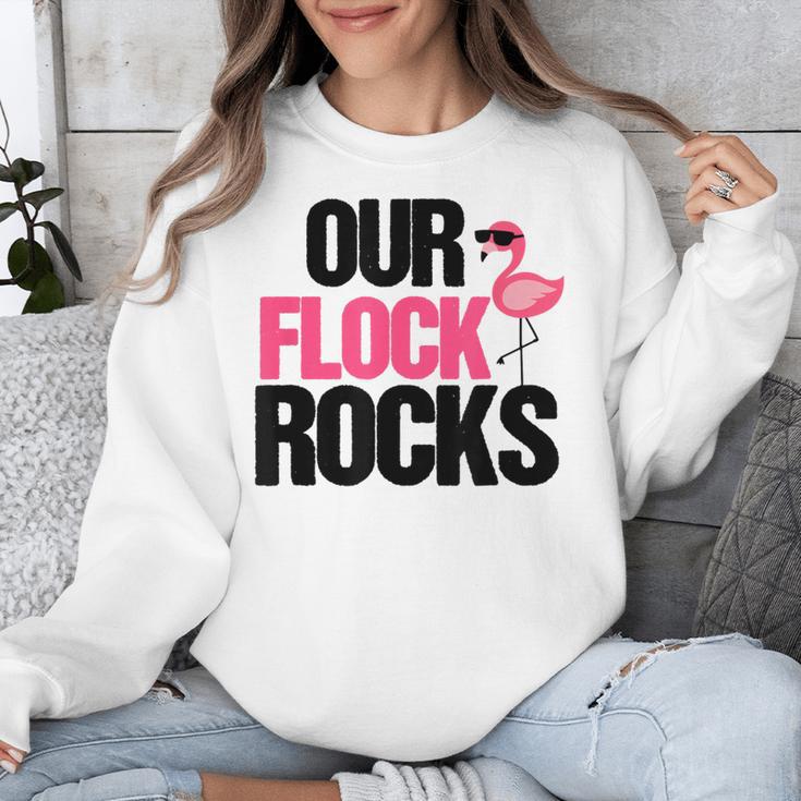 Our Flock Rocks Flamingo Mother's Day Teacher Unisex Sweatshirt, funny design