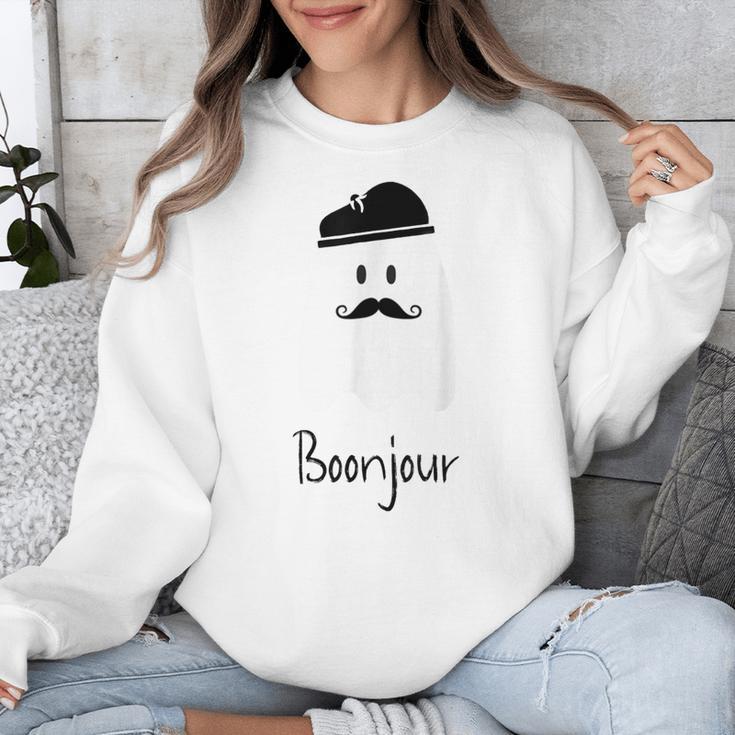 French Teacher Halloween Bonjour Ghost Unisex Sweatshirt, funny design French Teacher Halloween Bonjour Ghost Unisex Sweatshirt, funny design