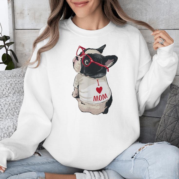 Girls I Heart Mom Love Mama Boston Terrier Dog Lover Unisex Sweatshirt, Mom Gifts, Boston Terrier Mom Gifts, funny design
