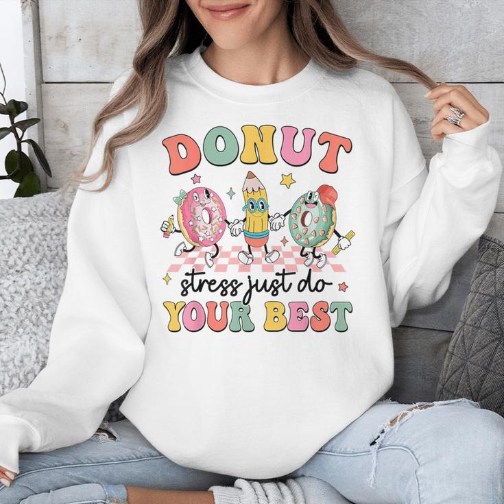 Groovy Donut Stress Just Do Your Best Testing Day Teachers Unisex Sweatshirt, funny design Groovy Donut Stress Just Do Your Best Testing Day Teachers Unisex Sweatshirt, funny design