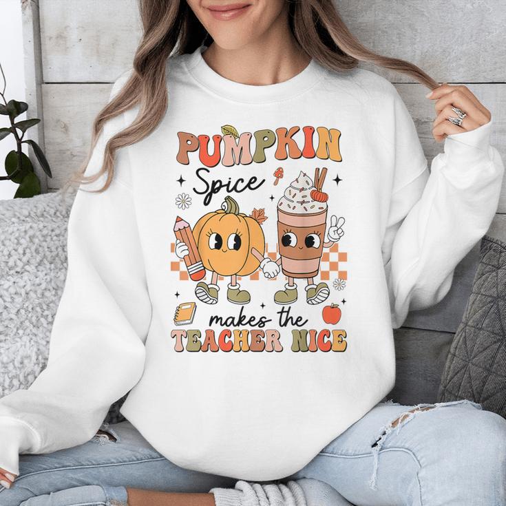 Groovy Pumpkin Spice Makes Teacher Nice Fall Thanksgiving Unisex Sweatshirt, Groovy Teacher Gifts, funny design Groovy Pumpkin Spice Makes Teacher Nice Fall Thanksgiving Unisex Sweatshirt, Groovy Teacher Gifts, funny design