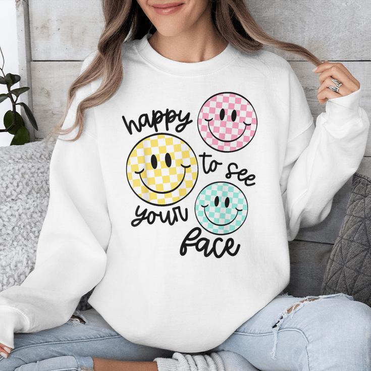 Happy To See Your Face Smile Face Teacher Back To School Unisex Sweatshirt, funny design Happy To See Your Face Smile Face Teacher Back To School Unisex Sweatshirt, funny design