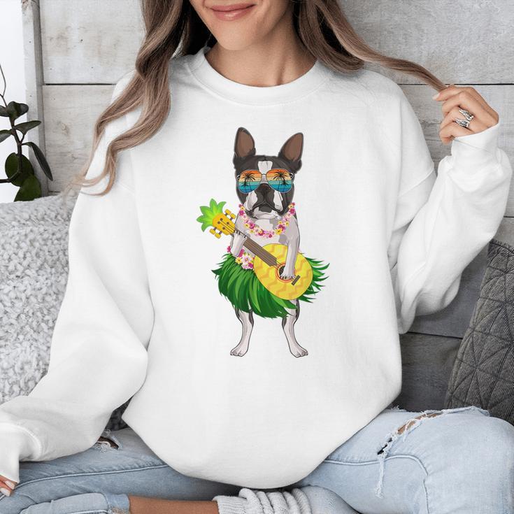 Hawaiian Boston Terrier Dog Pineapple Ukulele Summer For Men Women Girls Kids Unisex Sweatshirt, funny design